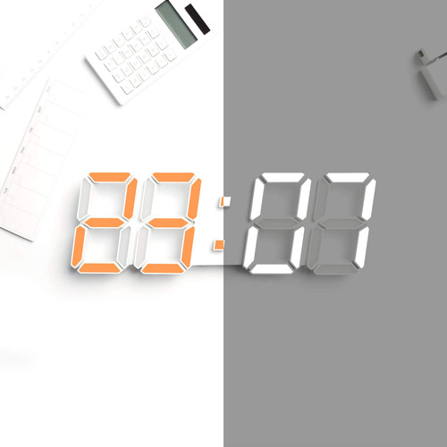 Mooas Reloj Led 3d De Doble Color (blanco Y Naranja), Reloj 