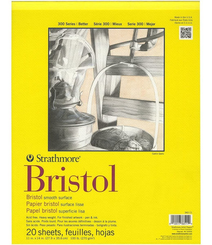 Strathmore 300 Series Bristol Smooth Pad, 28x36 Cm