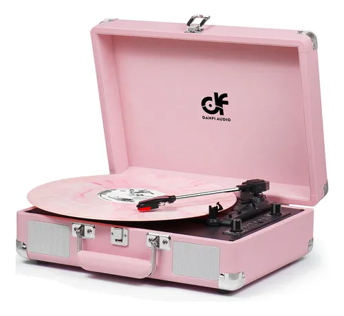 comprar Tocadiscos De Maleta Rosa Vintage - Tocadiscos De 3 Velocida
