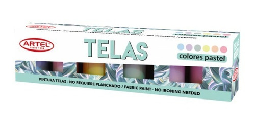 Estuche Pintura Telas 6 Colores Pasteles 15ml. Artel