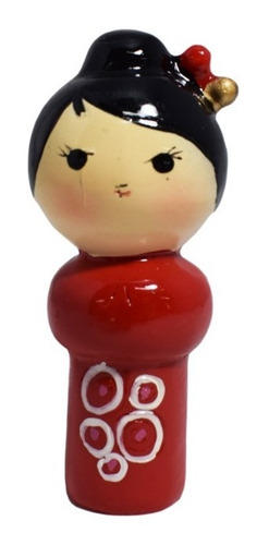 Kokeshi Muñeca Japonesa De Madera Roja 7,5cm Varios Modelos