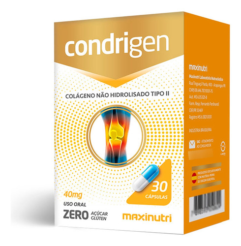 Condrigen Colágeno Tipo 2 Não Hidrolisado 30 Caps Maxnutri
