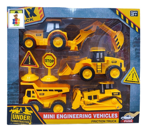 4 Camión Construcción De Fricción Máquinas Set Max Truck