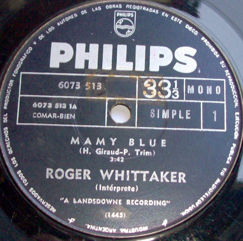 Roger Whittaker Mamy Blue - I Believe ( Yo Creo ) Vinyl 7``