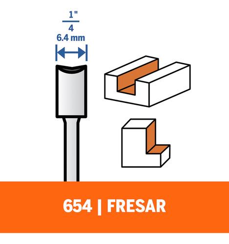 Fresa Recta 6,4 Mm Dremel 654
