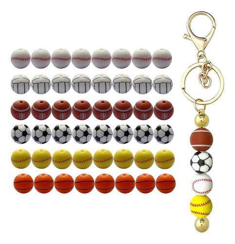 49x Cuentas Deportivas De Silicona Fabricación De Joyas 15