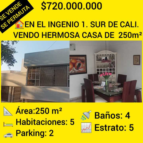 En El Ingenio 1. Sur De Cali. Vendo - Permuto, Hermosa Casa De 250m²