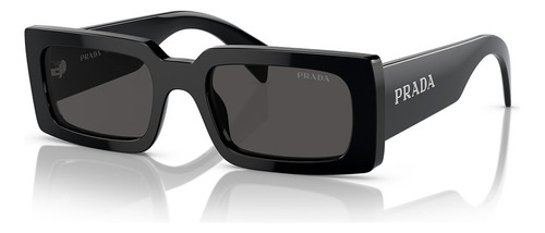 Gafas de sol Prada Pra07s 1ab5s0-52, color negro, color de la montura, color negro, color de la varilla, color de la lente: gris oscuro