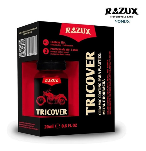 Tricover Coating 20ml P/ Plástico Metal Borracha Motos Razux
