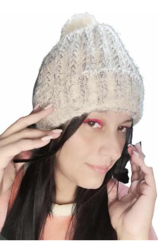 Gorro De Lana Con Chiporro Suave Mujer/niña Con Pompóm