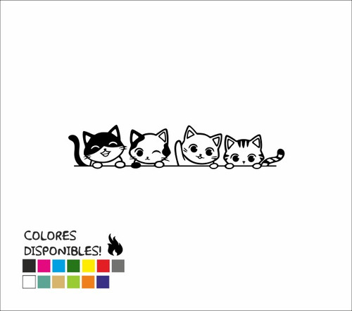 Calcomania De Gatos Para Carro Moto Sticker Gato Mascota