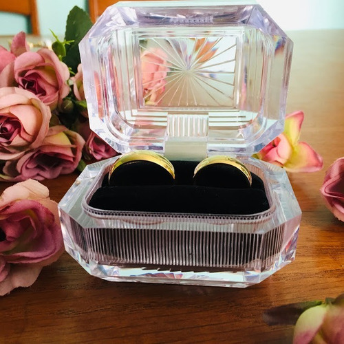 24 Estuche Acrílico Cristal Para Argollas De Compromiso 3606