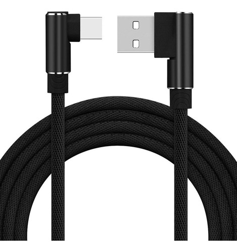 Cable Usb A Usb C Tipo Type Macho De 1m En Angulo 90 Grados® Color Negro