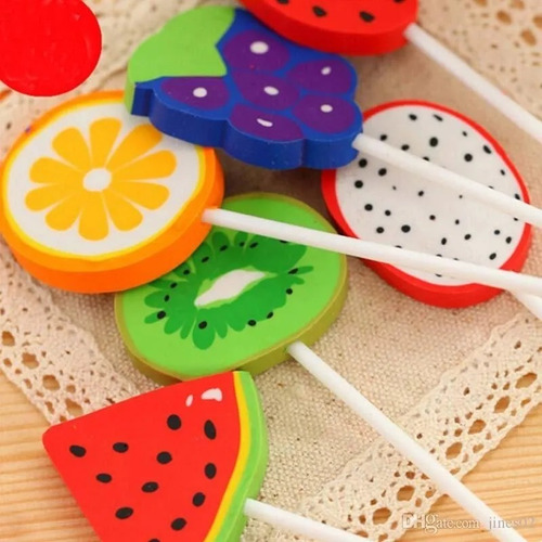 Set 6 Borradores Figuras Frutales Gomas Frutas Como Paletas