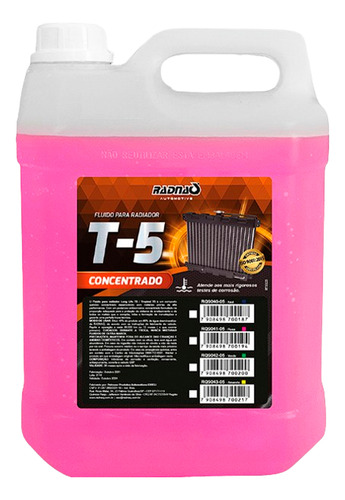 Aditivo Radiador T5 Long Life Universal Rosa 20 Litro Concen