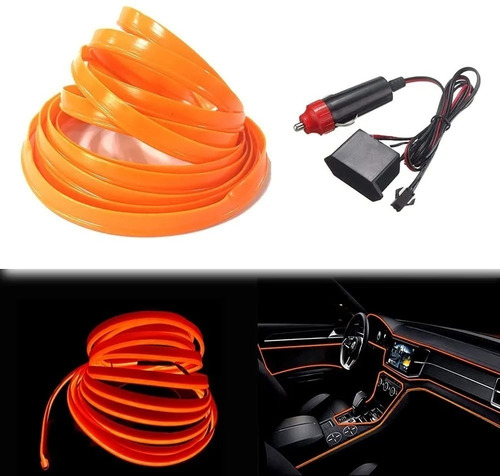 Imagen 1 de 7 de Hilo Tira Luz Neon Colores Led Conector 12v Auto Moto 5m