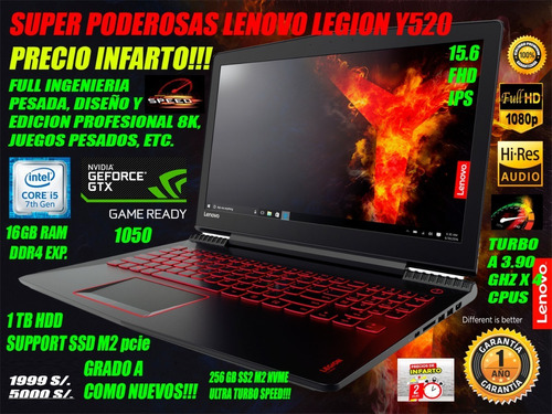 Poderosa Laptop Lenovo Legion Y520 Intel I5 7300hq 3.50 Ghz 