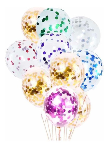 10 Globos  Látex R12 Con Confeti Dentro