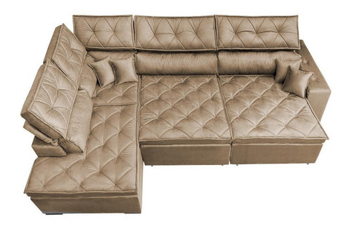 Sofa De Canto Retrátil,reclinável Cama Inbox Platinum Castor Cor Marrom-claro Desenho Do Tecido Liso