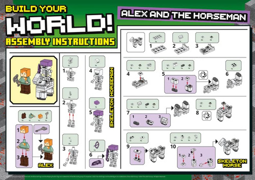 Lego Minecraft: Alex Con Esqueleto Y Caballo Esqueleto En Mi