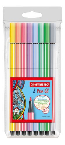 Marcador Stabilo Pen 68 Pastel Wallet X8u.