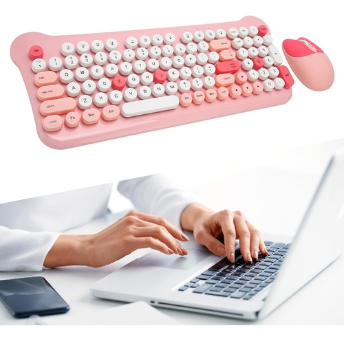 Ratón Bluetooth Juego De Teclado,teclado Y Ratón Inalámbrico Teclado Rosa