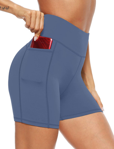 Afitne - Pantalones Cortos De Yoga Para Mujer, Con Bolsillo.