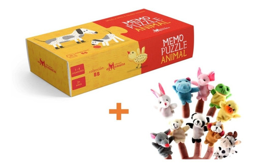 Set Memo Puzzle Animal + Títeres De Dedos Marionetas 