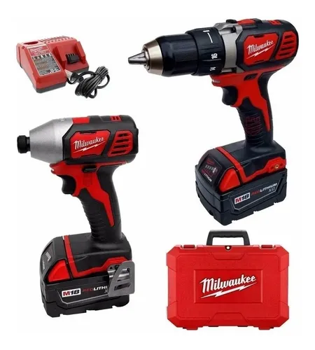 M18 FUEL™ Brushless Taladro Percutor Atornillador Milwaukee 2904-259  Mandril Metálico 1/2 de 158 NM con 2 Baterías M18 5Ah & Cargador de 220V –