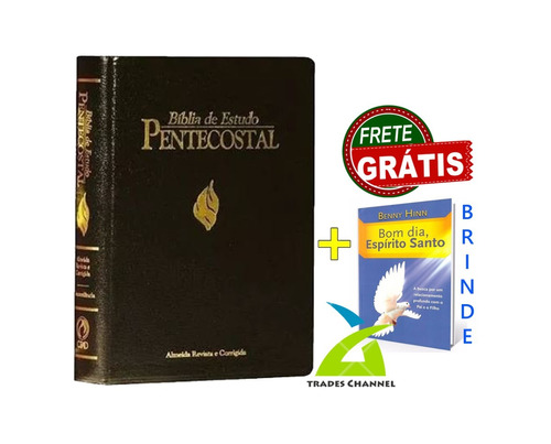 Biblia Pentecostal De Estudo Grande Preta + Livro Bom Dia