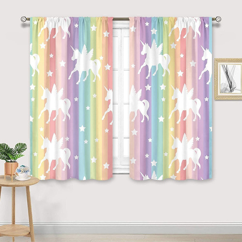 Cortinas De Unicornio Arcoíris Bolsillo Barra  Decorac...