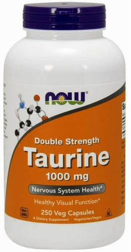 Taurina 1000 Mg Salud Del Sistema Nervioso Now 250 Capsulas