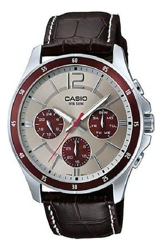 Reloj Casio Mtp-1374l-7a1  Para Caballero Marrón
