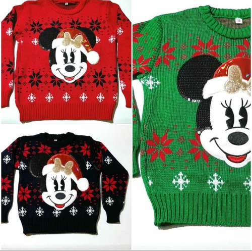 Sueter Sweater Navideño De Niños Mickey Mause O Minnie Mimi