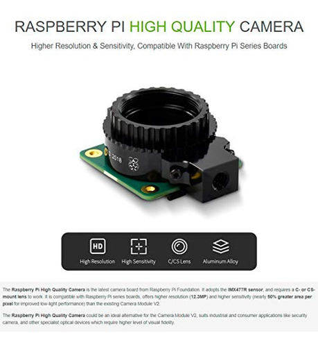 Módulo De Cámara Raspberry Pi Hq Con Estuche Para Raspberry