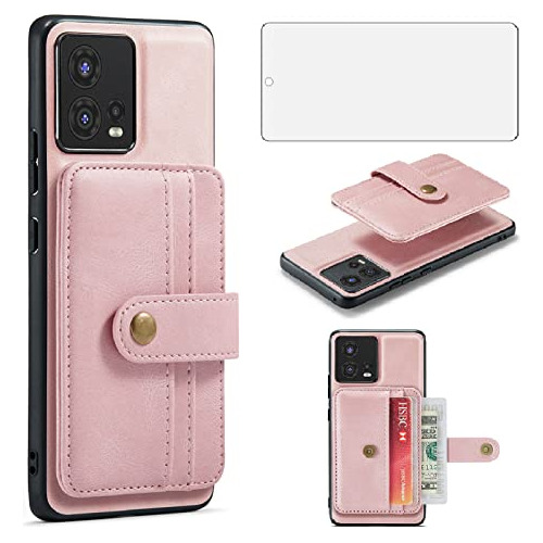 Funda Para Motorola Edge 30 Fusion Tarj Desmont Cuero Rosa