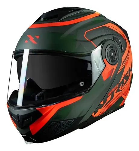 Capacete Norisk Articulado Ff345 Speedmax Fosco Green Orange Cor