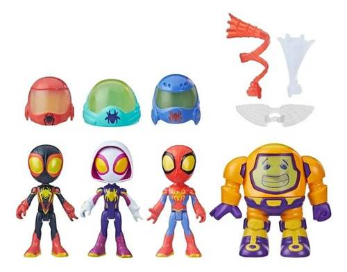 Spidey And His Amazing Friends 4 Personajes Y 6 Accesorios
