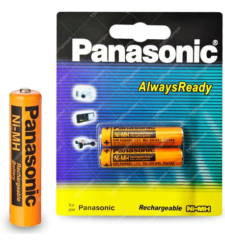 Imagen 1 de 5 de Pilas Baterias Recargable Panasonic Aaa 1.2v 830mah Pack X2