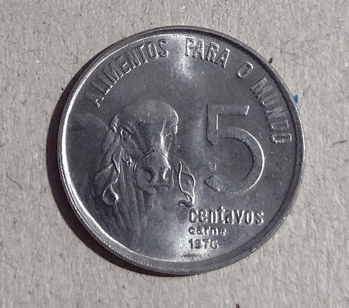 Moneda De Brasil De 5 Centavos Serie Fao Año 1976