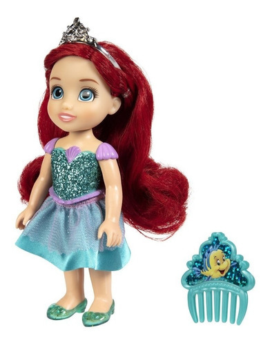 Muñeca Pequeña Princesa Ariel Disney Con Peine 17 Cm