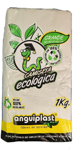 Bolsa Camiseta Ecológica Material Reciclado 5 Paquetes. 