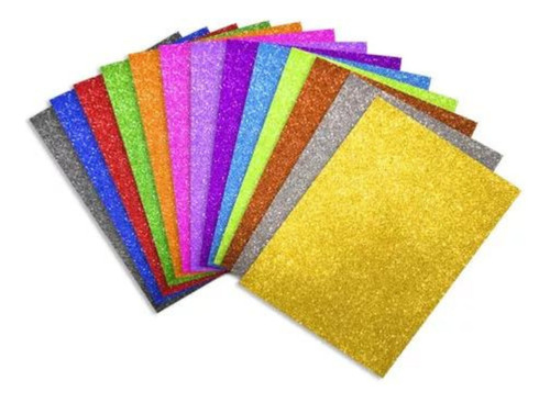 Goma Eva Glitter Autoadhesiva Brillo A4 40 Unidades Colores