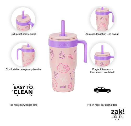 Zak Vaso Con Popote Termos Acero Inoxidable Personajes 532ml