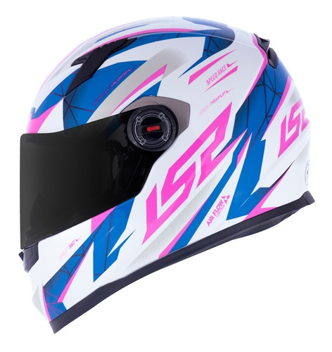 Capacete Ls2 Ff358 Classic Draze Azul/rosa Promoção