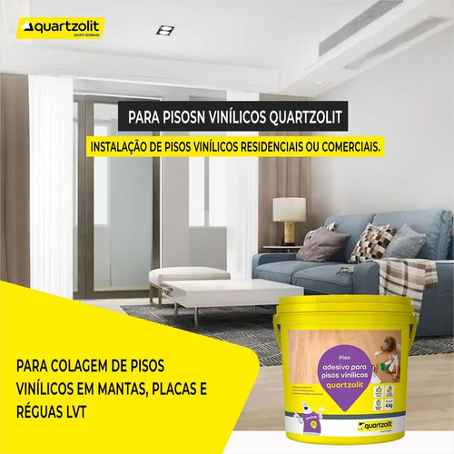 Cola Pisos Vinílicos Quartzolit 4kg Weber Balde Rende 13m²