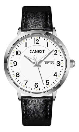 Reloj Grande Dorado, Carátula Blanca, Correa Negra