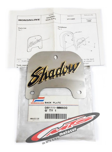 Insignia Original Honda Shadow 1100 Emblema Respaldo Trasero Moto Sur