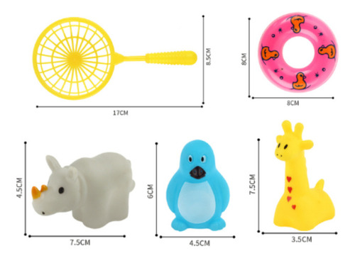 Set De 17 Animalitos De Goma Blanda Para El Baño Bebes