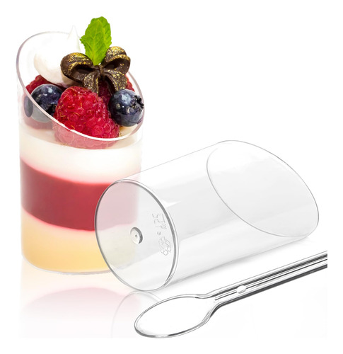 Toflen Paquete De 50 Mini Tazas De Postre Con Cucharas, Vaso